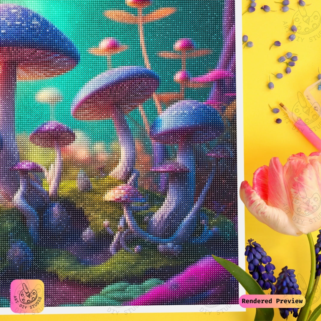 Artdiystudio Dreamy Mushroom Harmony Diy Diamond Painting Kit A Serene Fantasy Escape 3