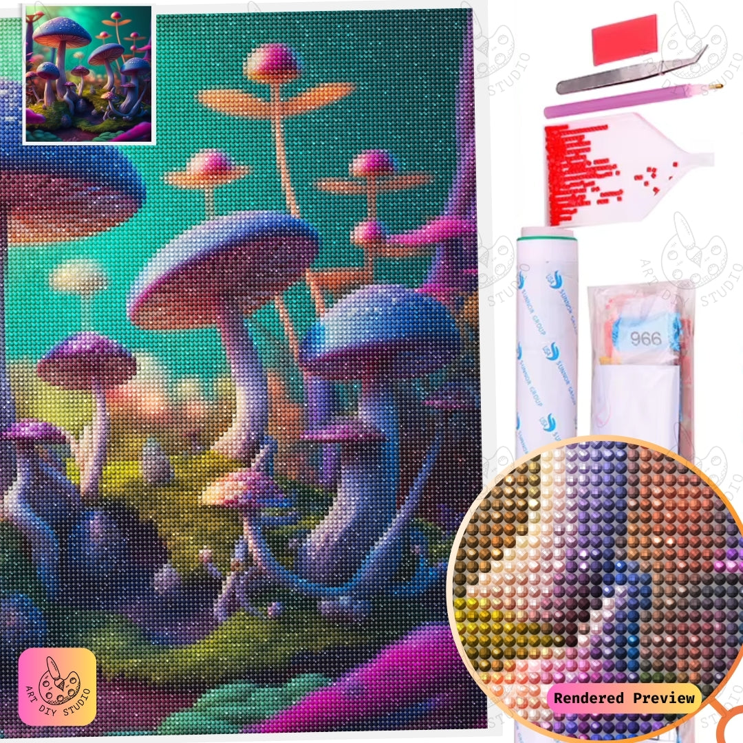 Artdiystudio Dreamy Mushroom Harmony Diy Diamond Painting Kit A Serene Fantasy Escape 5