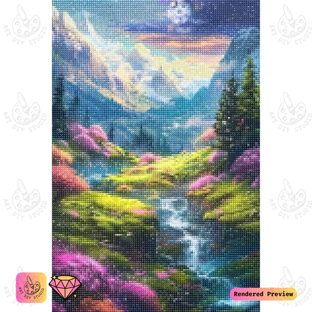 Artdiystudio Dreamy Waterfall Kingdom Diy Diamond Painting Kit A Magical Escape Into Fantasy 2