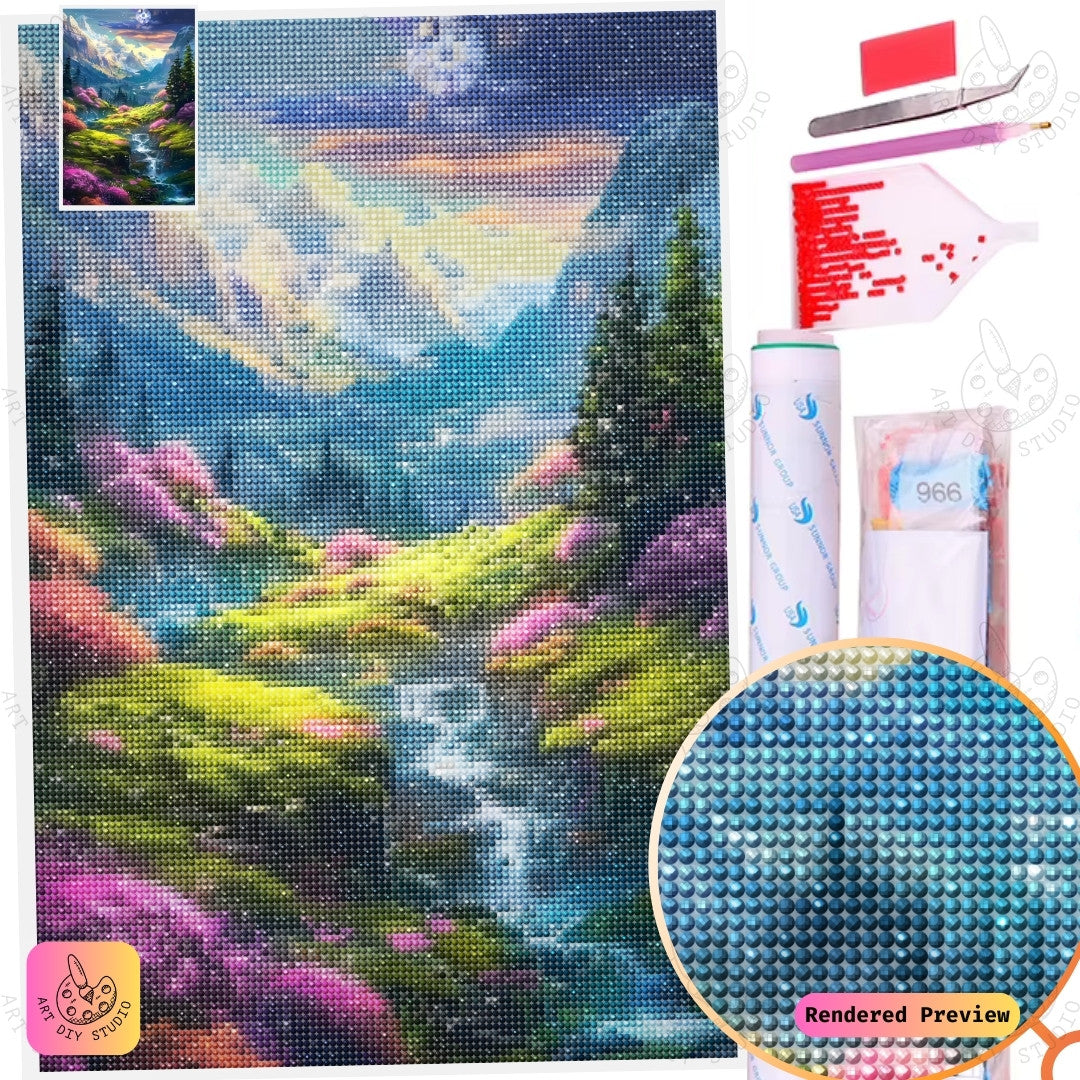 Artdiystudio Dreamy Waterfall Kingdom Diy Diamond Painting Kit A Magical Escape Into Fantasy 5