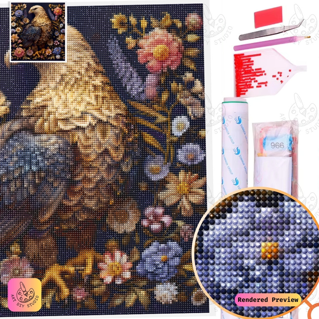 Artdiystudio Eagle In Bloom Diy Diamond Painting Kit A Harmony Of Strength And Beauty 2