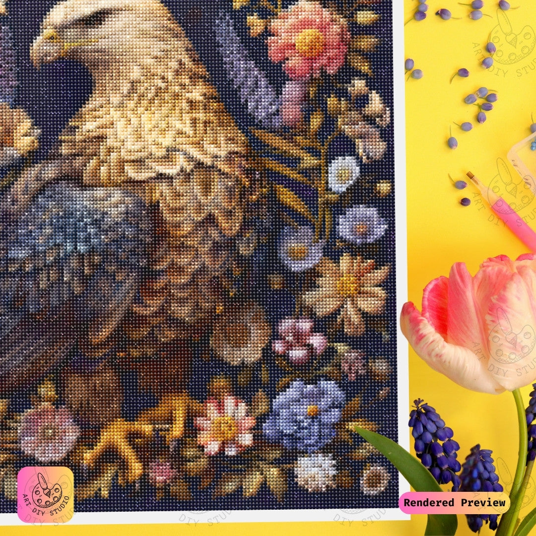 Artdiystudio Eagle In Bloom Diy Diamond Painting Kit A Harmony Of Strength And Beauty 4