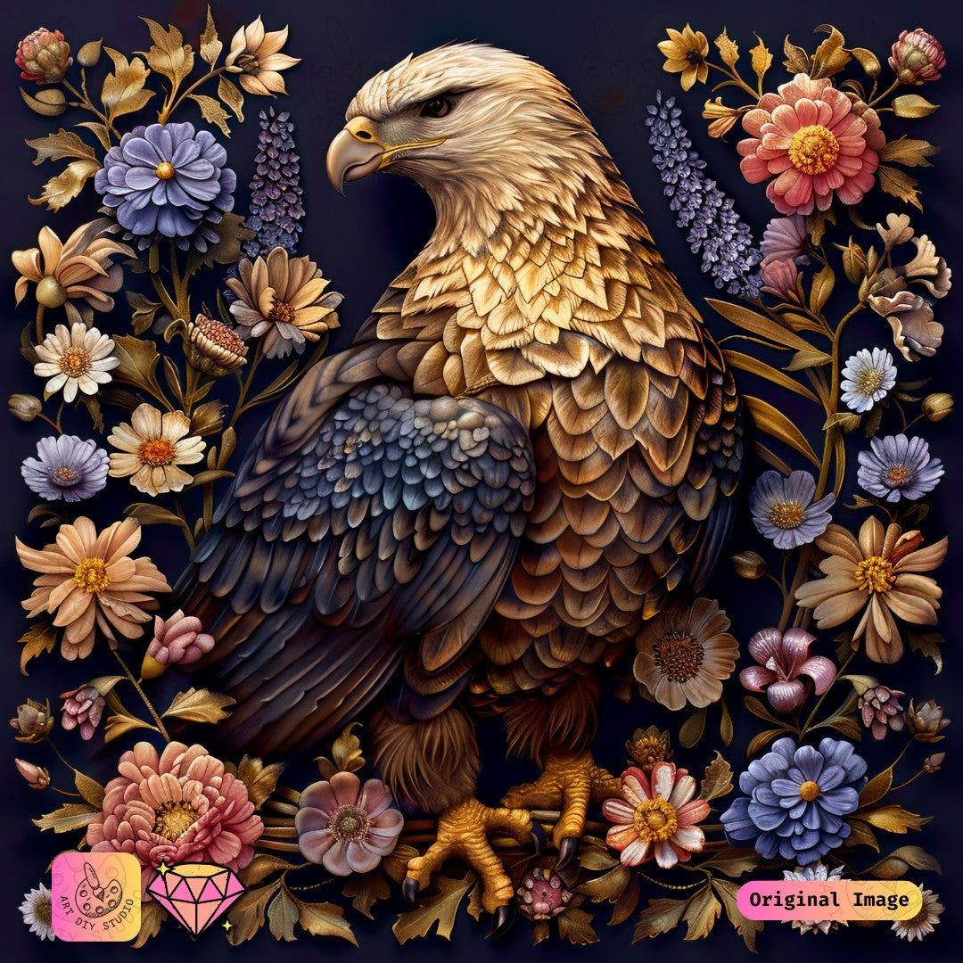 Artdiystudio Eagle In Bloom Diy Diamond Painting Kit A Harmony Of Strength And Beauty 6