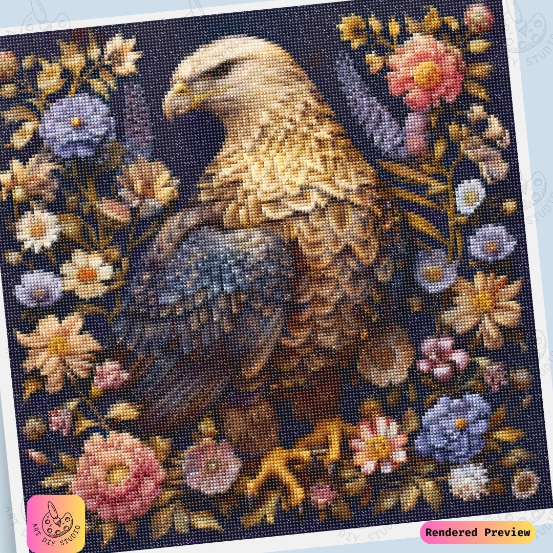 Artdiystudio Eagle In Bloom Diy Diamond Painting Kit A Harmony Of Strength And Beauty