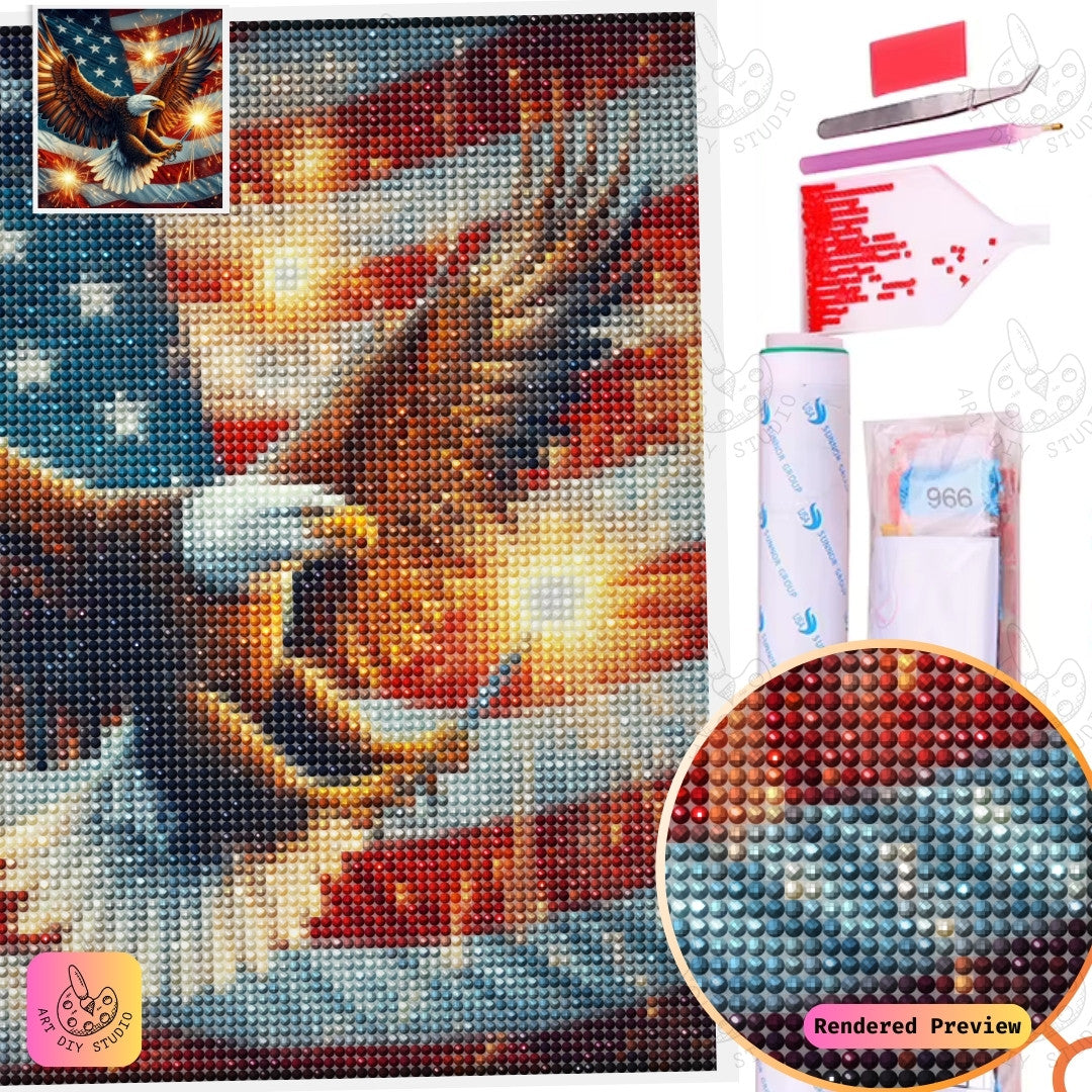 Artdiystudio Eagle Of Liberty Diy Diamond Painting Kit A Powerful Tribute To Freedom And Celebration 2