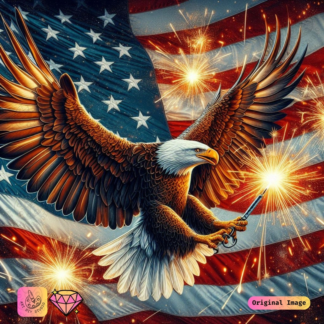 Artdiystudio Eagle Of Liberty Diy Diamond Painting Kit A Powerful Tribute To Freedom And Celebration 6