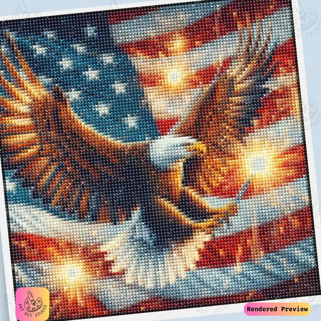 Artdiystudio Eagle Of Liberty Diy Diamond Painting Kit A Powerful Tribute To Freedom And Celebration