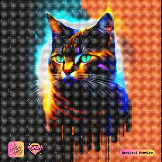 Artdiystudio Electric Paws Diy Diamond Painting Kit A Vibrant Feline Fantasy 2