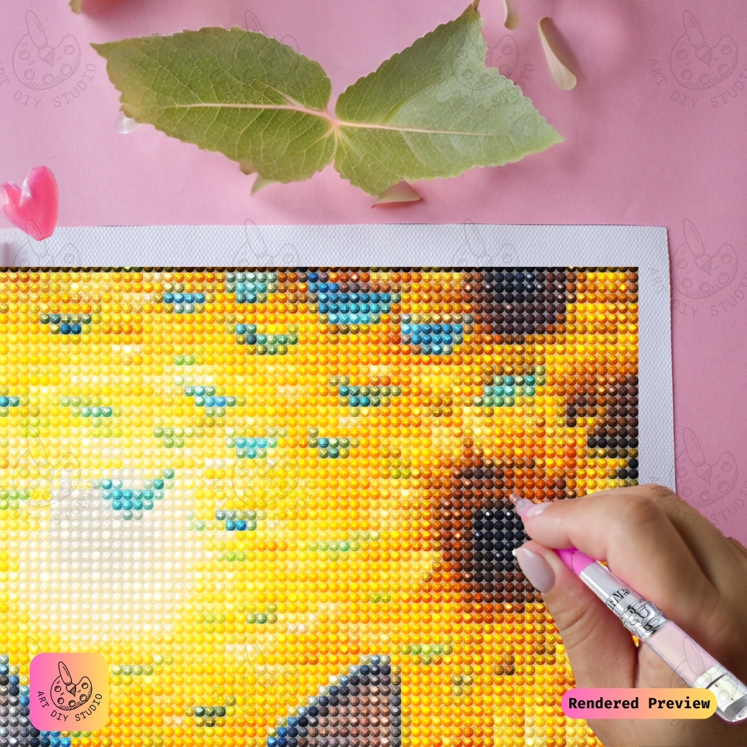 Artdiystudio Electric Paws In Sunflowers Diy Diamond Painting Kit A Cosmic Cat In Bloom 4