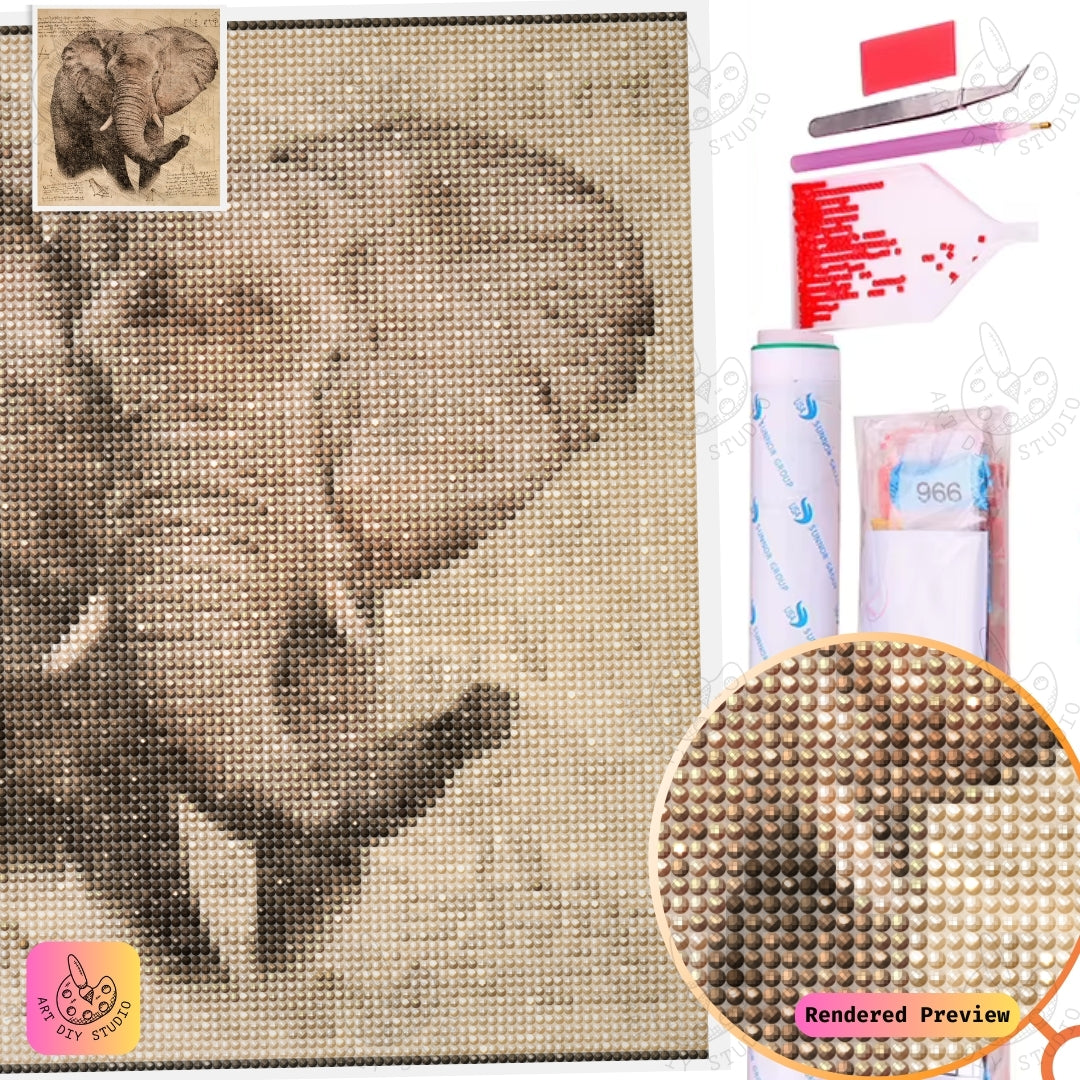 Artdiystudio Elephant Sketch Legacy Diy Diamond Painting Kit A Timeless Masterpiece In Art 5