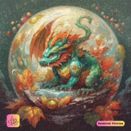 Artdiystudio Emerald Blaze Hatchling Diy Diamond Painting Kit A Vivid Fantasy Creation 2