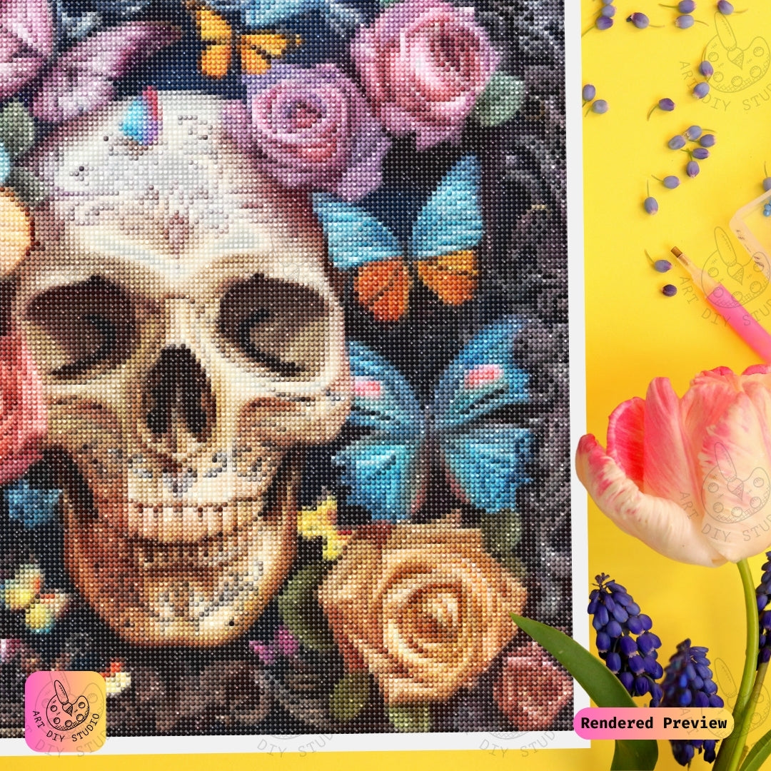 Artdiystudio Enchanted Butterfly Skull Diy Diamond Painting Kit A Symphony Of Elegance And Mystery 3