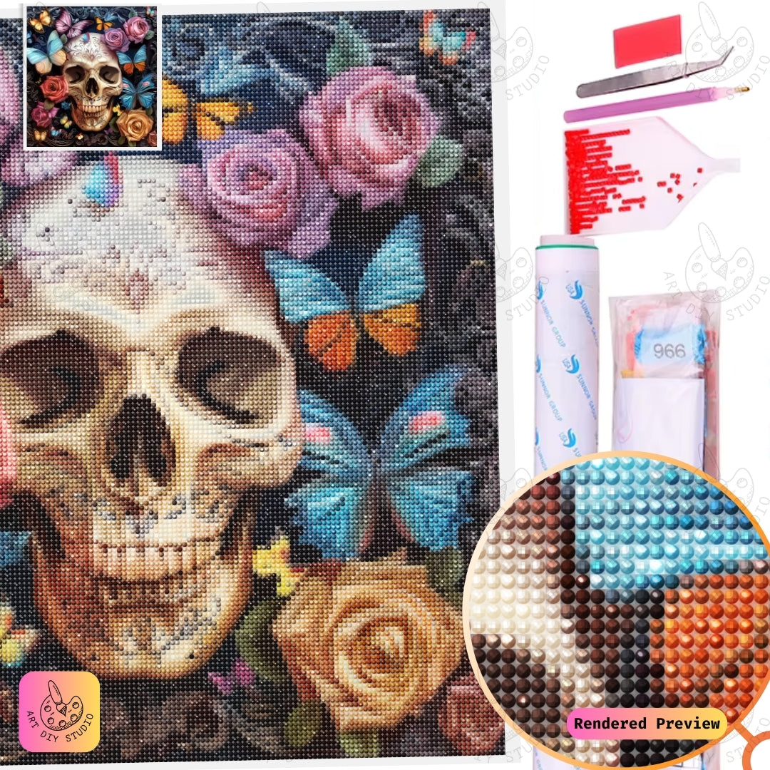 Artdiystudio Enchanted Butterfly Skull Diy Diamond Painting Kit A Symphony Of Elegance And Mystery 5