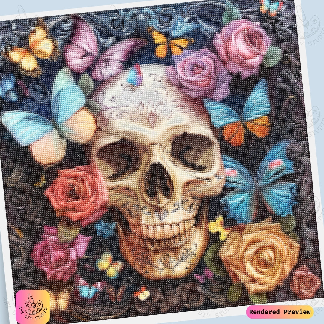 Artdiystudio Enchanted Butterfly Skull Diy Diamond Painting Kit A Symphony Of Elegance And Mystery 6