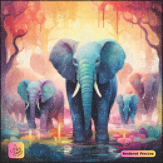 Artdiystudio Enchanted Elephant Gathering Diy Diamond Painting Kit A Magical Celebration Of Art 2