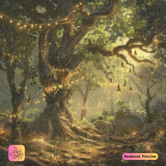 Artdiystudio Enchanted Glade Lights Diy Diamond Painting Kit A Serene Fantasy Vision 2