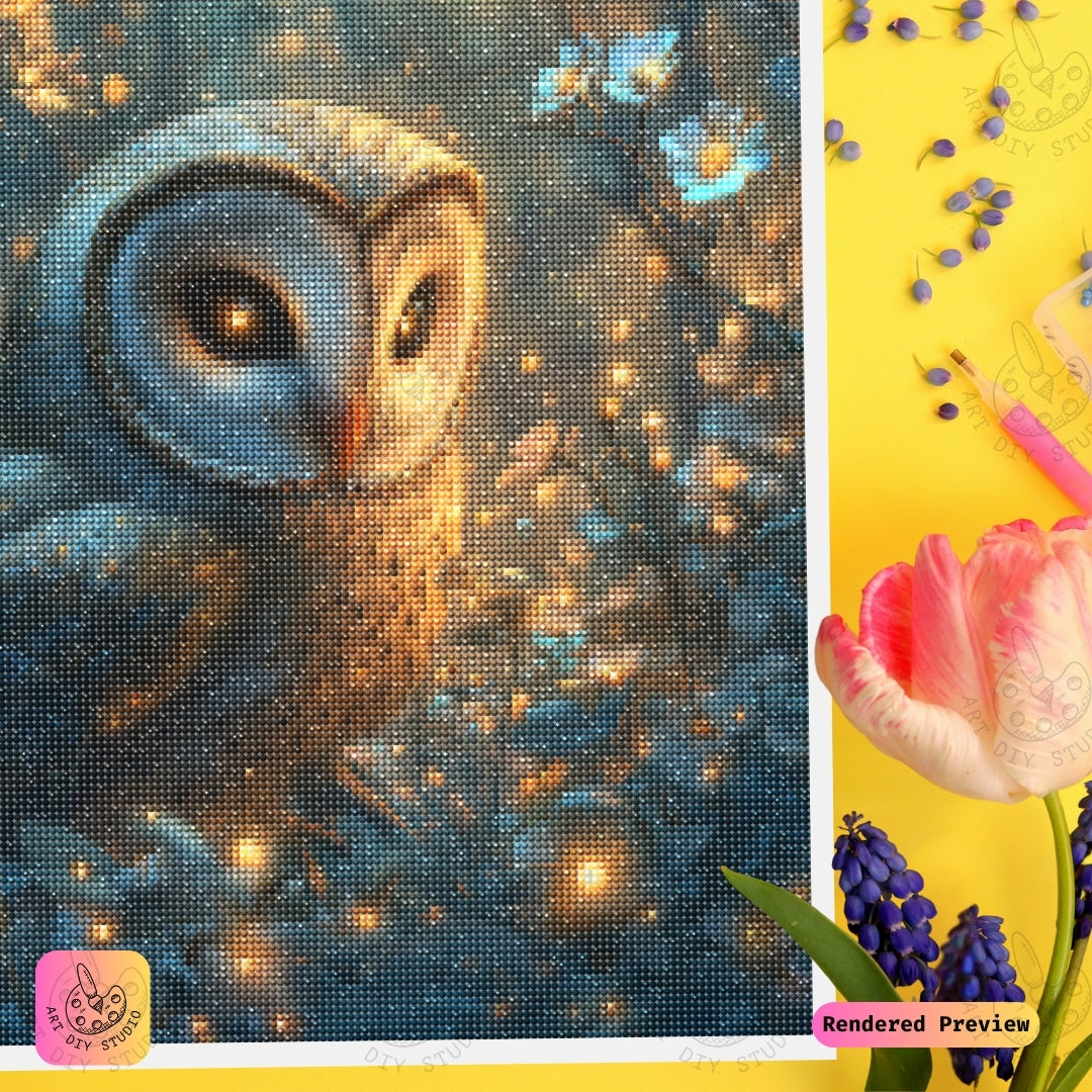 Artdiystudio Enchanted Glow Owl Diy Diamond Painting Kit A Tranquil Forest Wonder 3