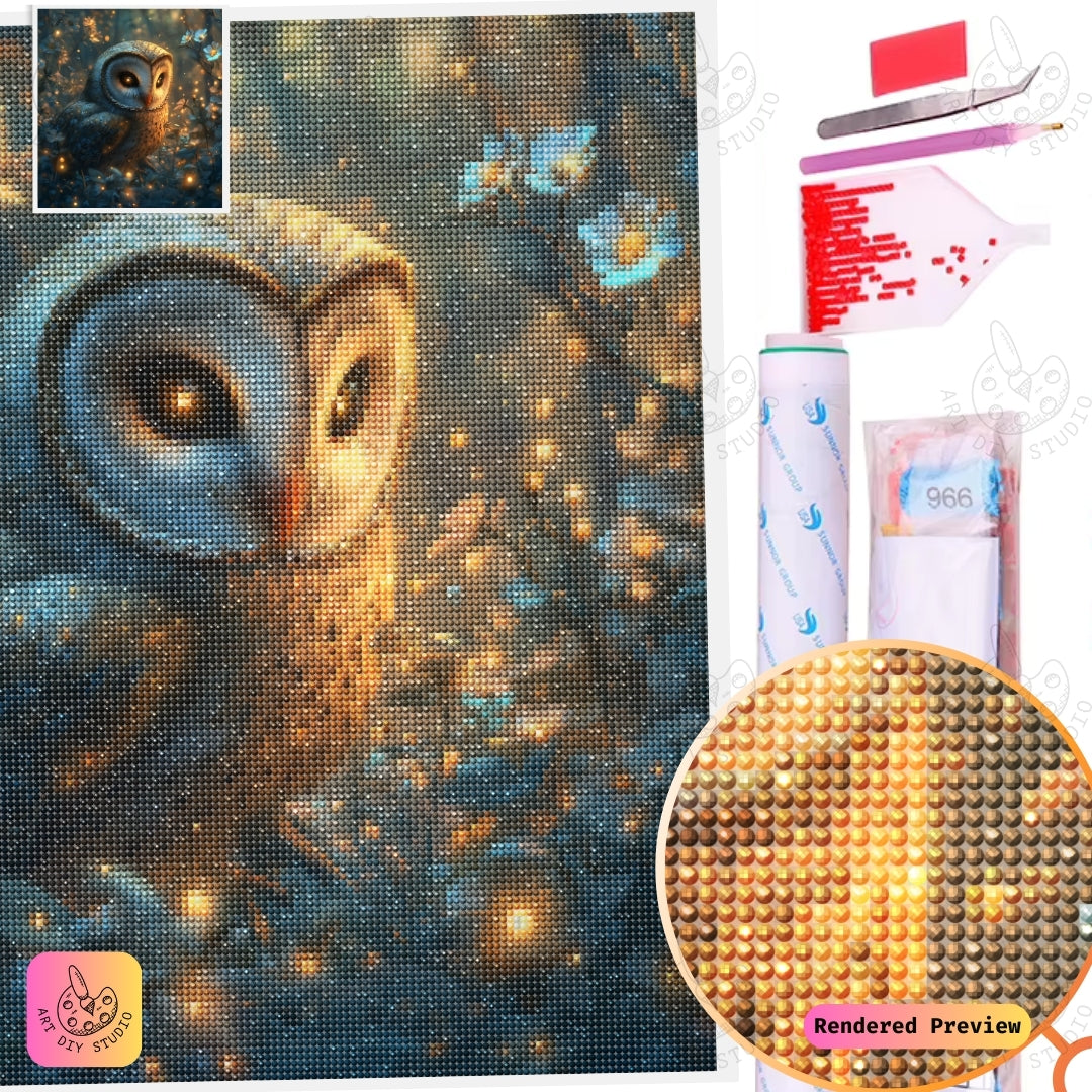 Artdiystudio Enchanted Glow Owl Diy Diamond Painting Kit A Tranquil Forest Wonder 5