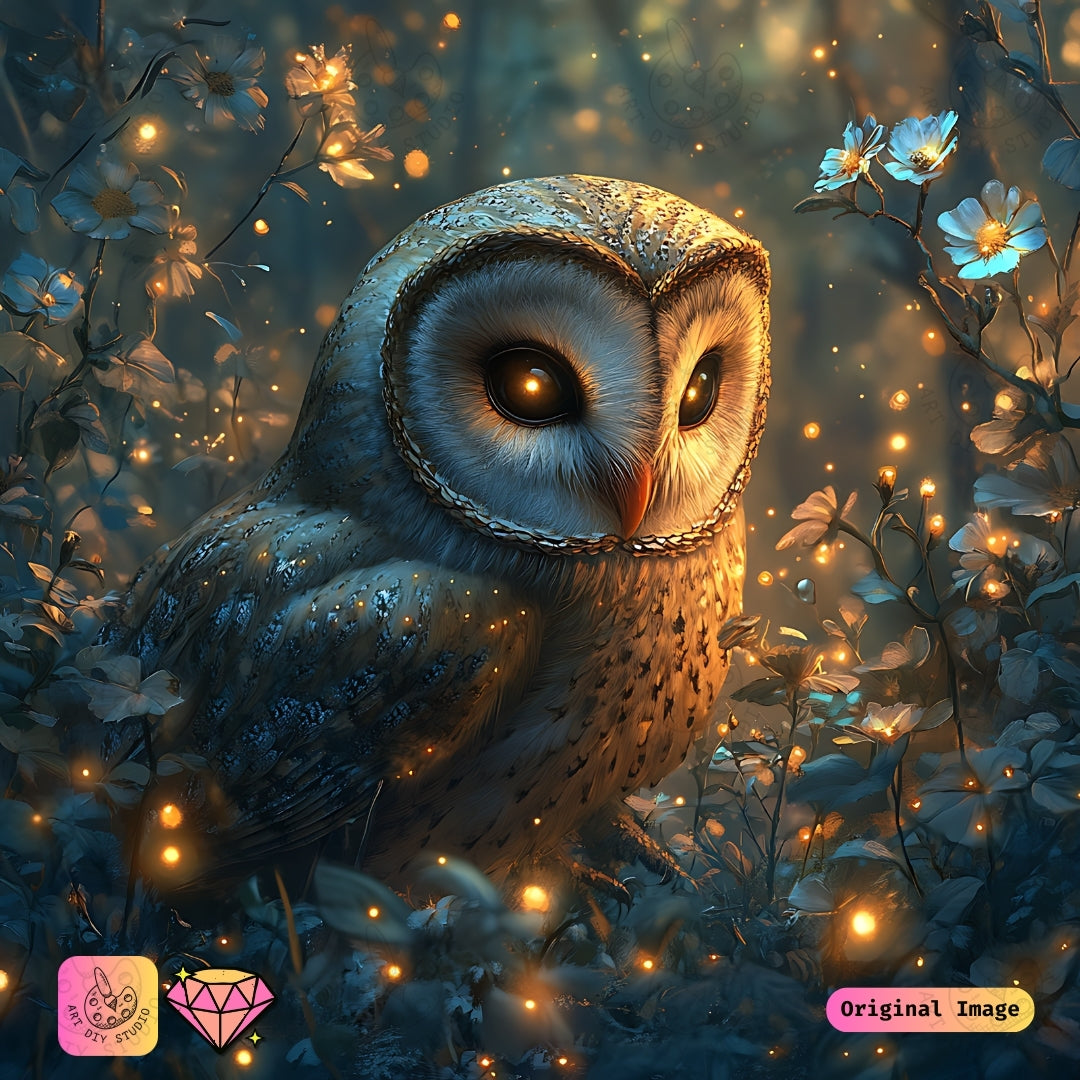 Artdiystudio Enchanted Glow Owl Diy Diamond Painting Kit A Tranquil Forest Wonder