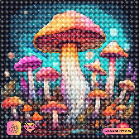 Artdiystudio Enchanted Mushroom Canopy Diy Diamond Painting Kit A Whimsical Glow In Nature 2