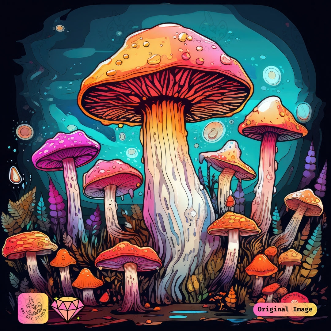 Artdiystudio Enchanted Mushroom Canopy Diy Diamond Painting Kit A Whimsical Glow In Nature