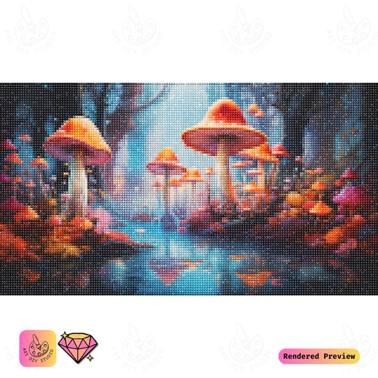 Artdiystudio Enchanted Mushroom Lagoon Diy Diamond Painting Kit A Mystical Forest Escape 2