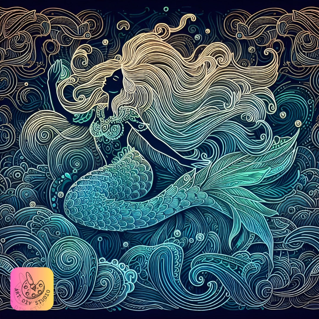 Artdiystudio Enchanted Oceanic Queen Diy Diamond Painting Kit A Mystical Masterpiece Product Image 8