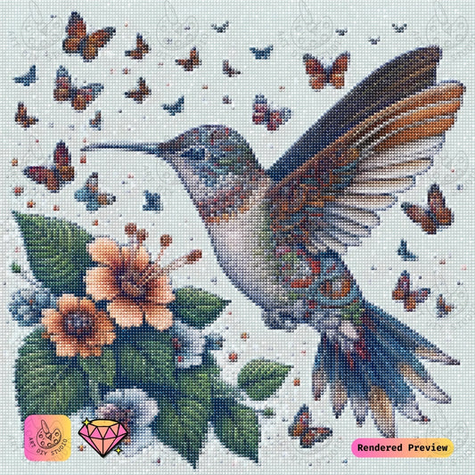 Artdiystudio Enchanting Hummingbird Diy Diamond Painting Kit Natures Beauty In Detail 2