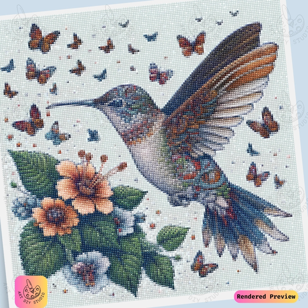 Artdiystudio Enchanting Hummingbird Diy Diamond Painting Kit Natures Beauty In Detail 6