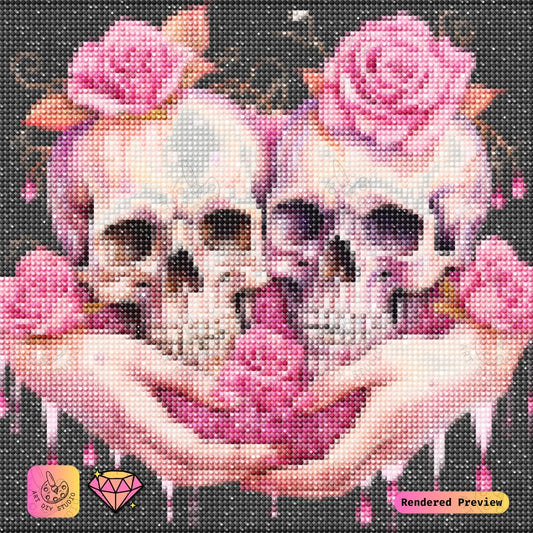 Artdiystudio Eternal Rose Skulls Diy Diamond Painting Kit A Tender Embrace Of Love And Beauty 2