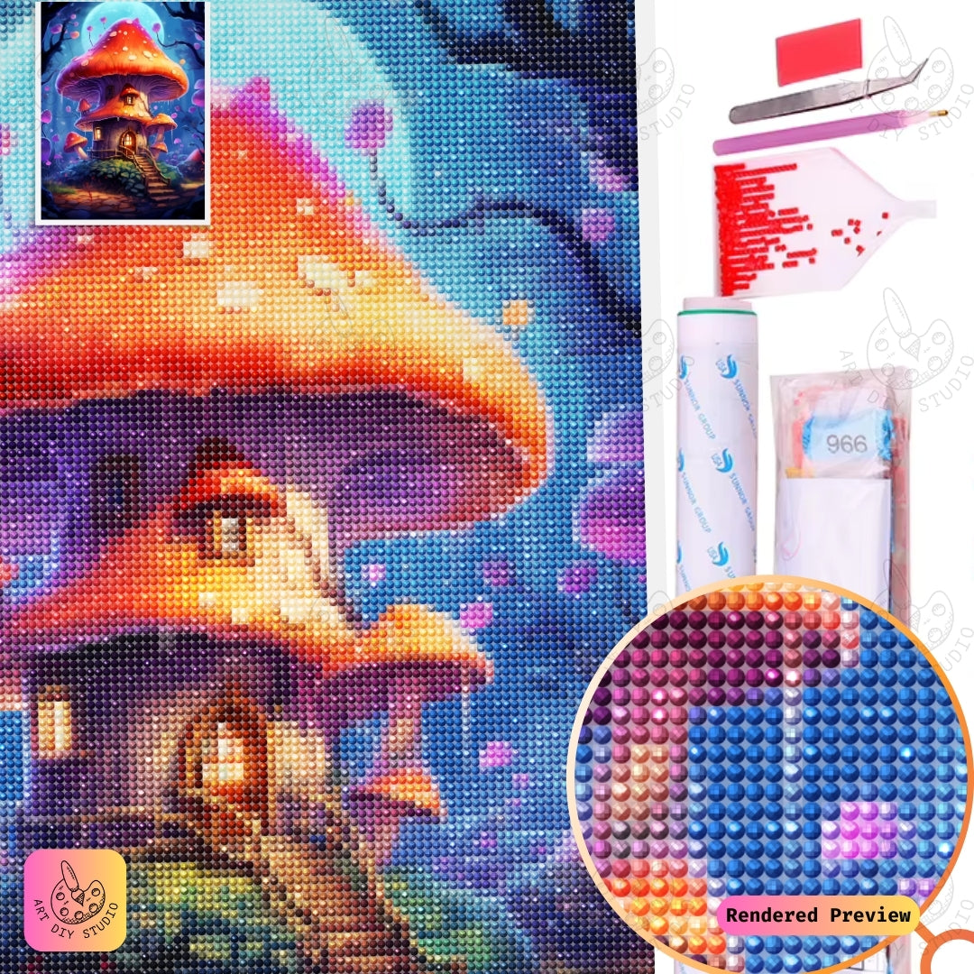 Artdiystudio Fairy Tale Mushroom Cottage Diy Diamond Painting Kit A Cheerful Enchanted Escape In Art 5