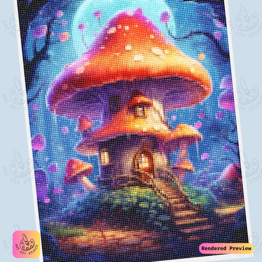 Artdiystudio Fairy Tale Mushroom Cottage Diy Diamond Painting Kit A Cheerful Enchanted Escape In Art 6