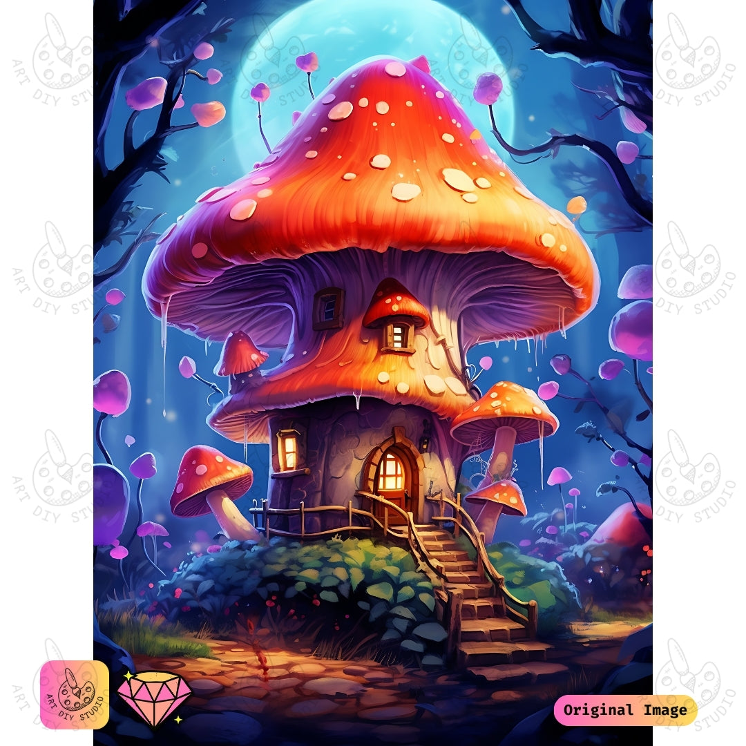 Artdiystudio Fairy Tale Mushroom Cottage Diy Diamond Painting Kit A Cheerful Enchanted Escape In Art