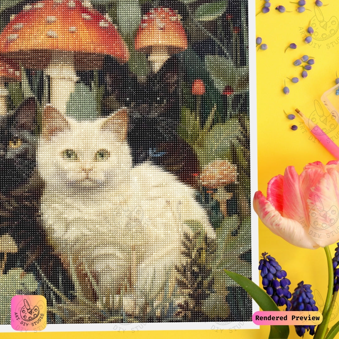 Artdiystudio Feline Forest Whimsy Diy Diamond Painting Kit A Cozy Enchanted Journey 3