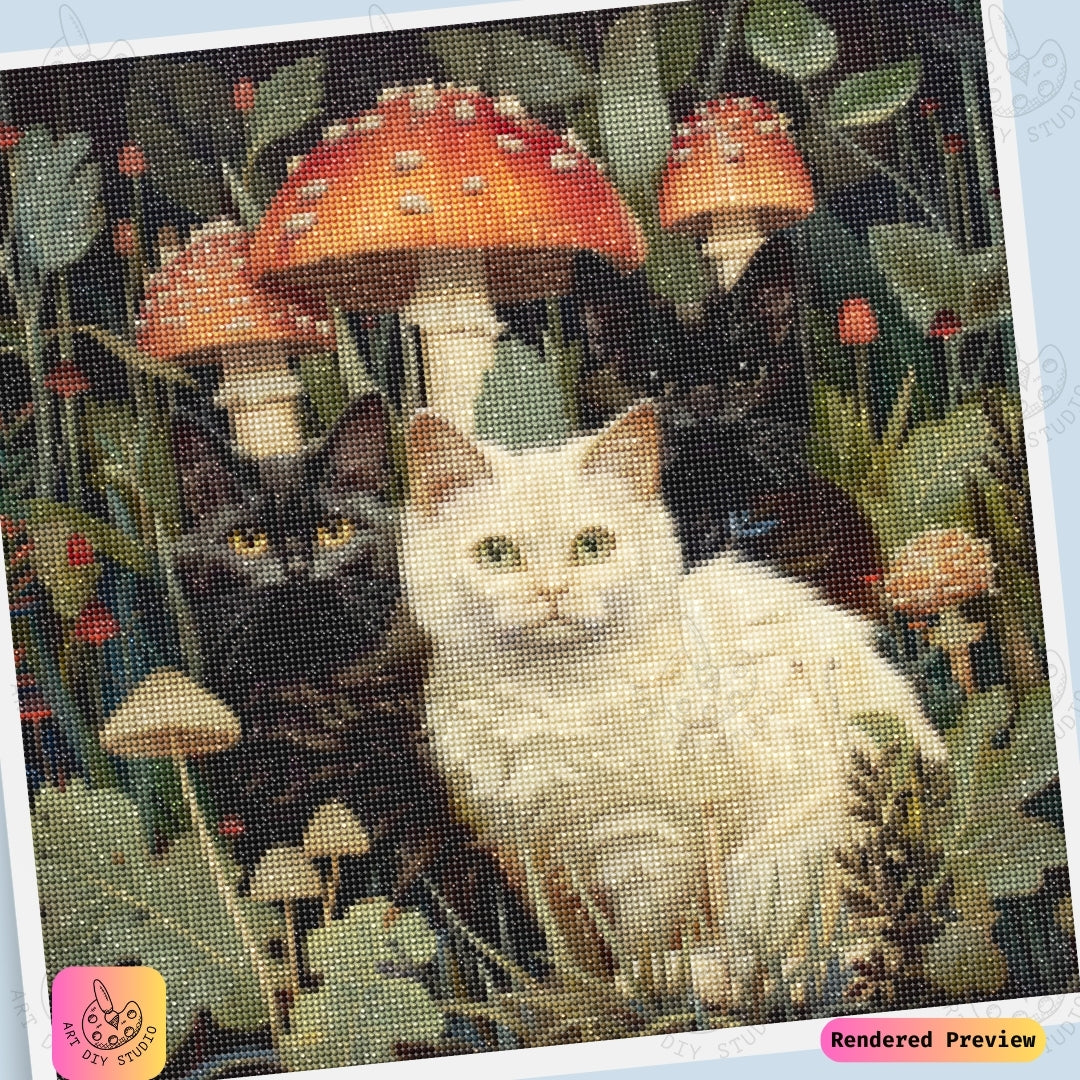 Artdiystudio Feline Forest Whimsy Diy Diamond Painting Kit A Cozy Enchanted Journey 6
