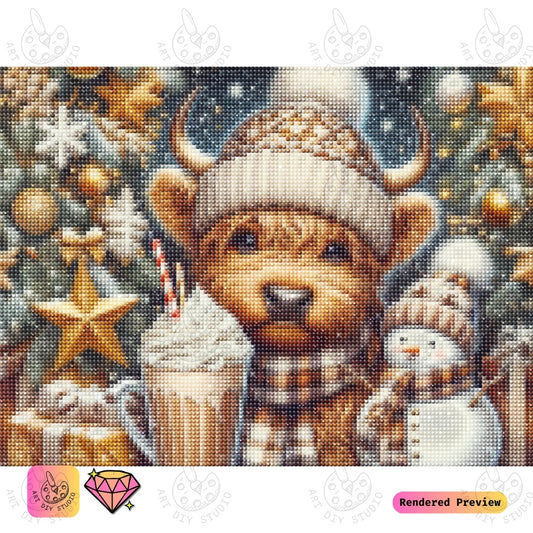 Artdiystudio Festive Furry Joy Diy Diamond Painting Kit Cozy Holiday Cow Art 2