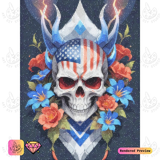 Artdiystudio Fierce Valor Skull Diy Diamond Painting Kit A Bold Tribute To Patriotism And Strength 2
