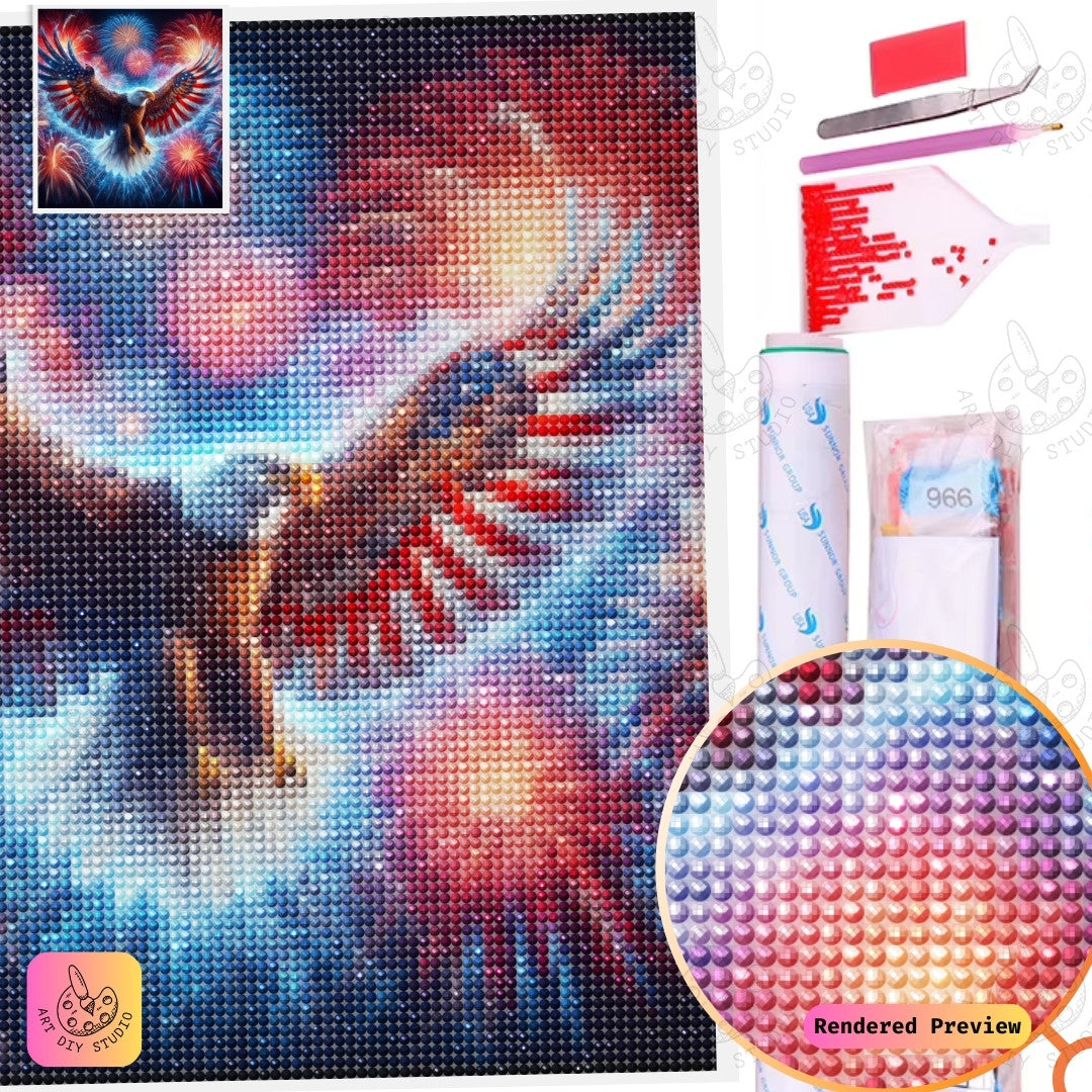 Artdiystudio Fireworks Of Freedom Eagle Diy Diamond Painting Kit A Bold Celebration Of Independence 2