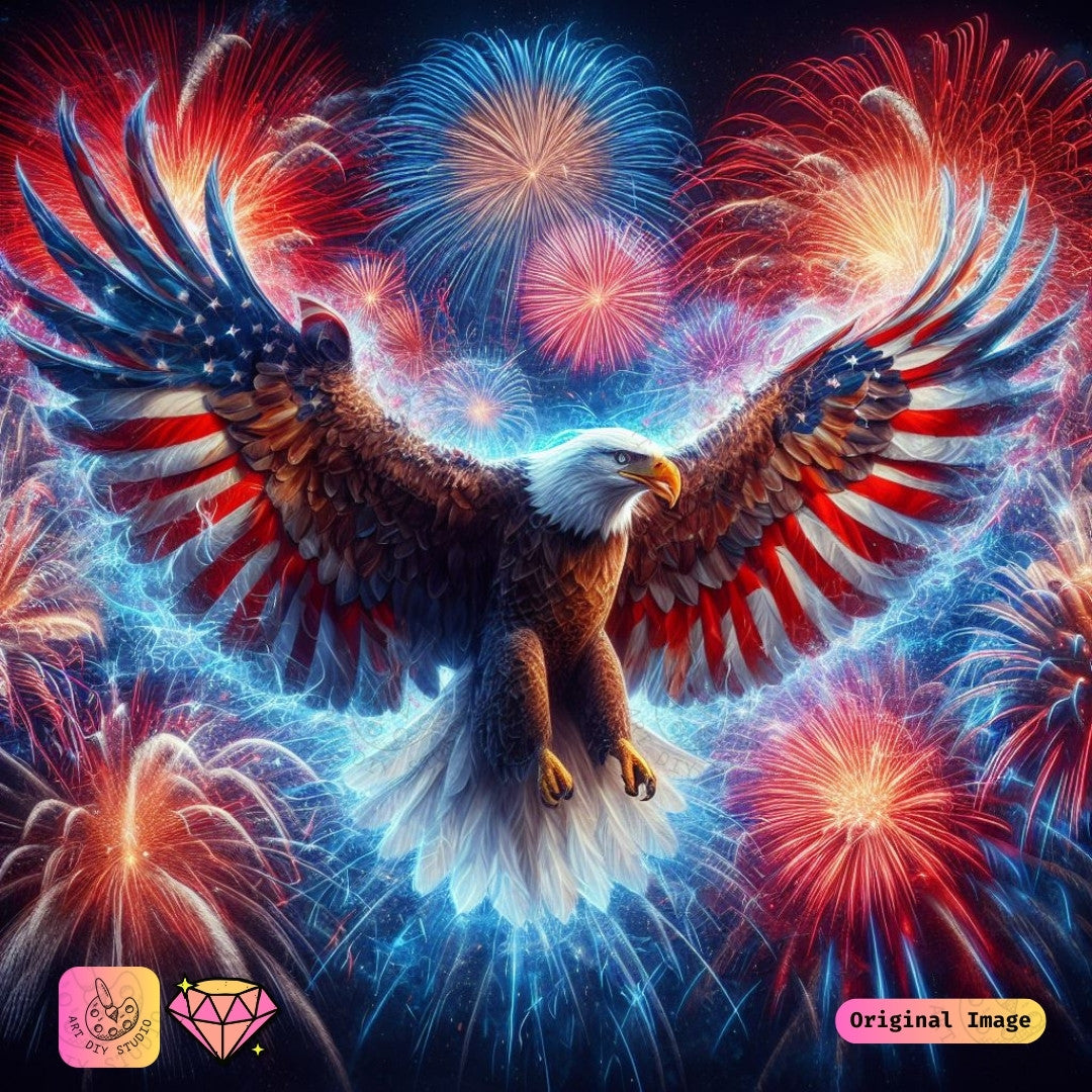 Artdiystudio Fireworks Of Freedom Eagle Diy Diamond Painting Kit A Bold Celebration Of Independence 6
