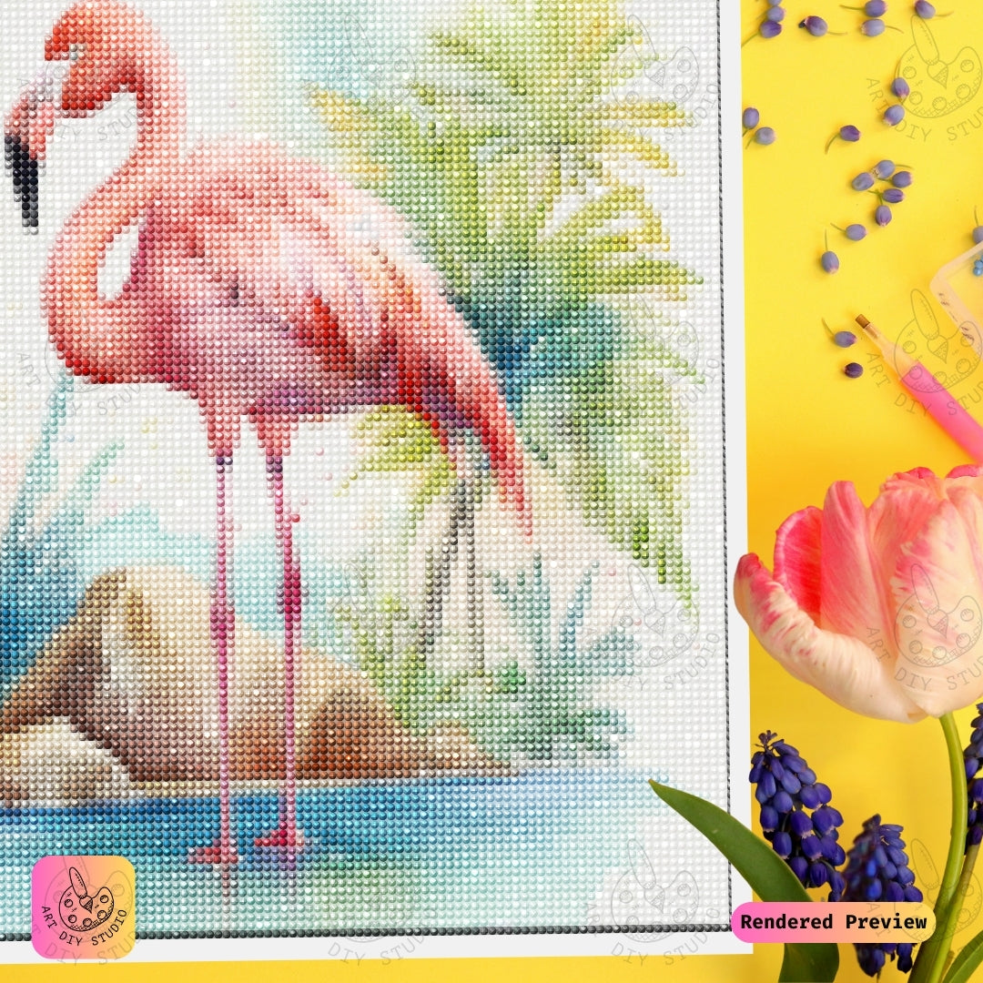 Artdiystudio Flamingo Paradise Diy Diamond Painting Kit A Tropical Oasis In Art 4