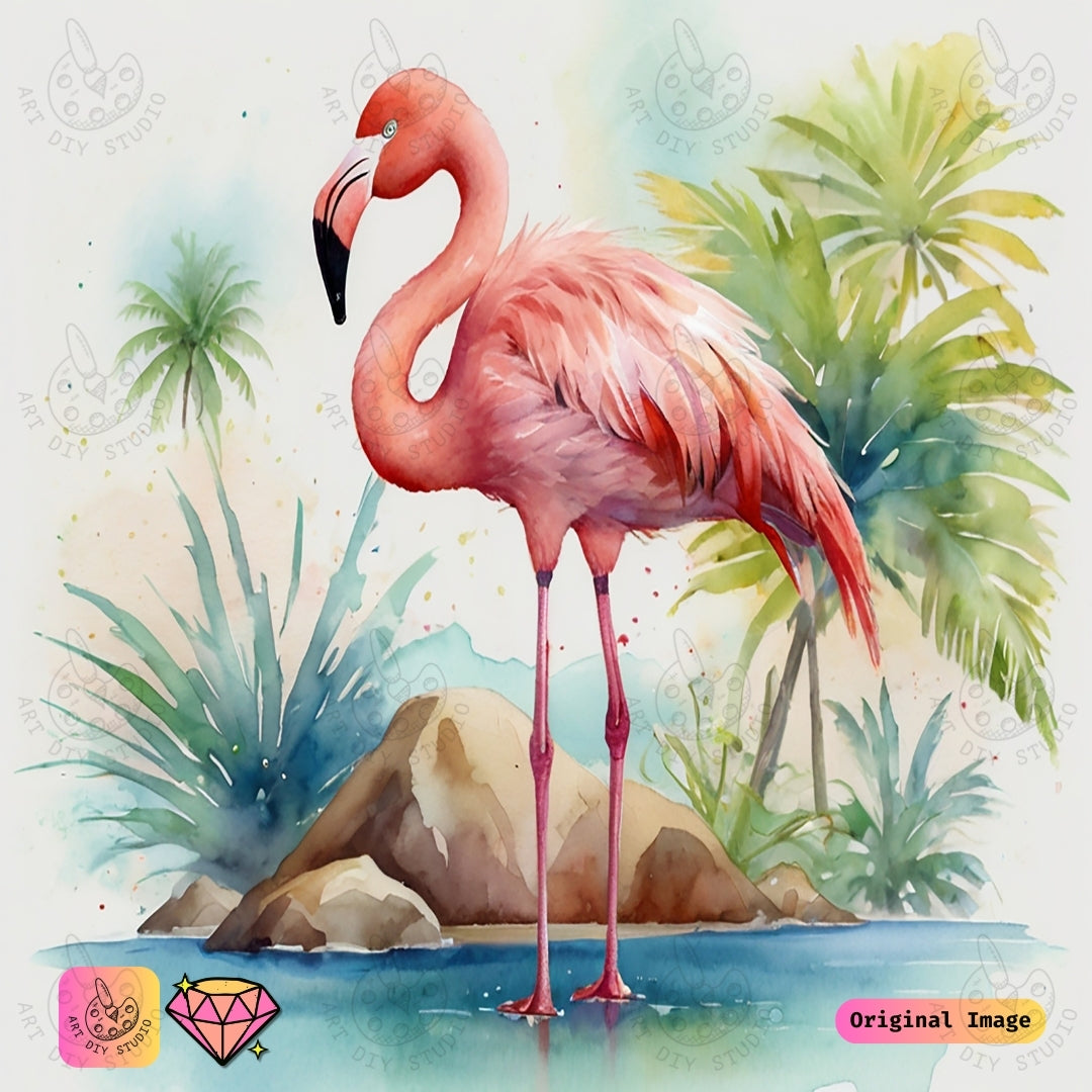 Artdiystudio Flamingo Paradise Diy Diamond Painting Kit A Tropical Oasis In Art 6