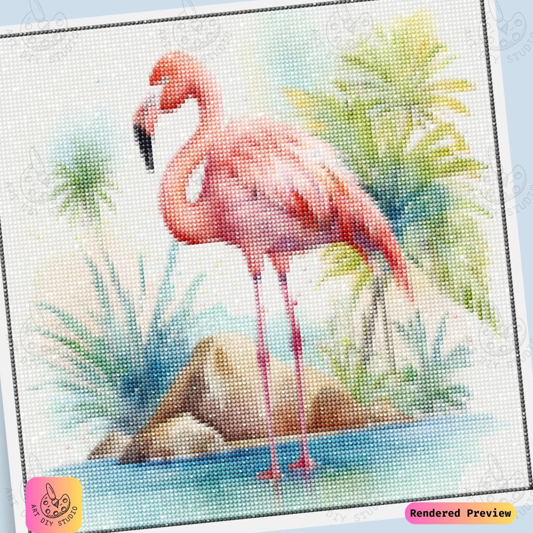 Artdiystudio Flamingo Paradise Diy Diamond Painting Kit A Tropical Oasis In Art
