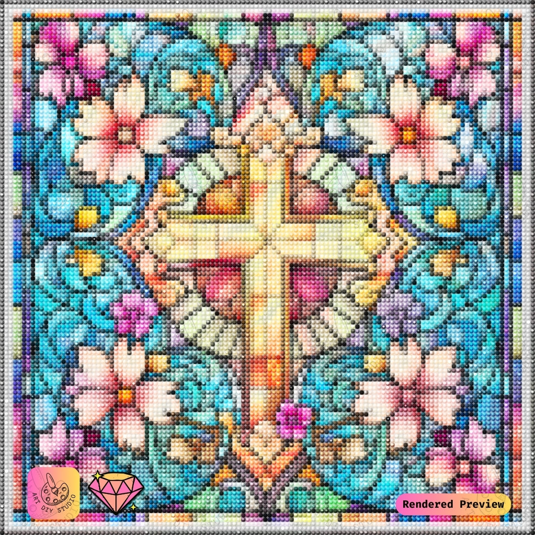 Artdiystudio Floral Cross Radiance Diy Diamond Painting Kit Celebrate Sacred Beauty 2