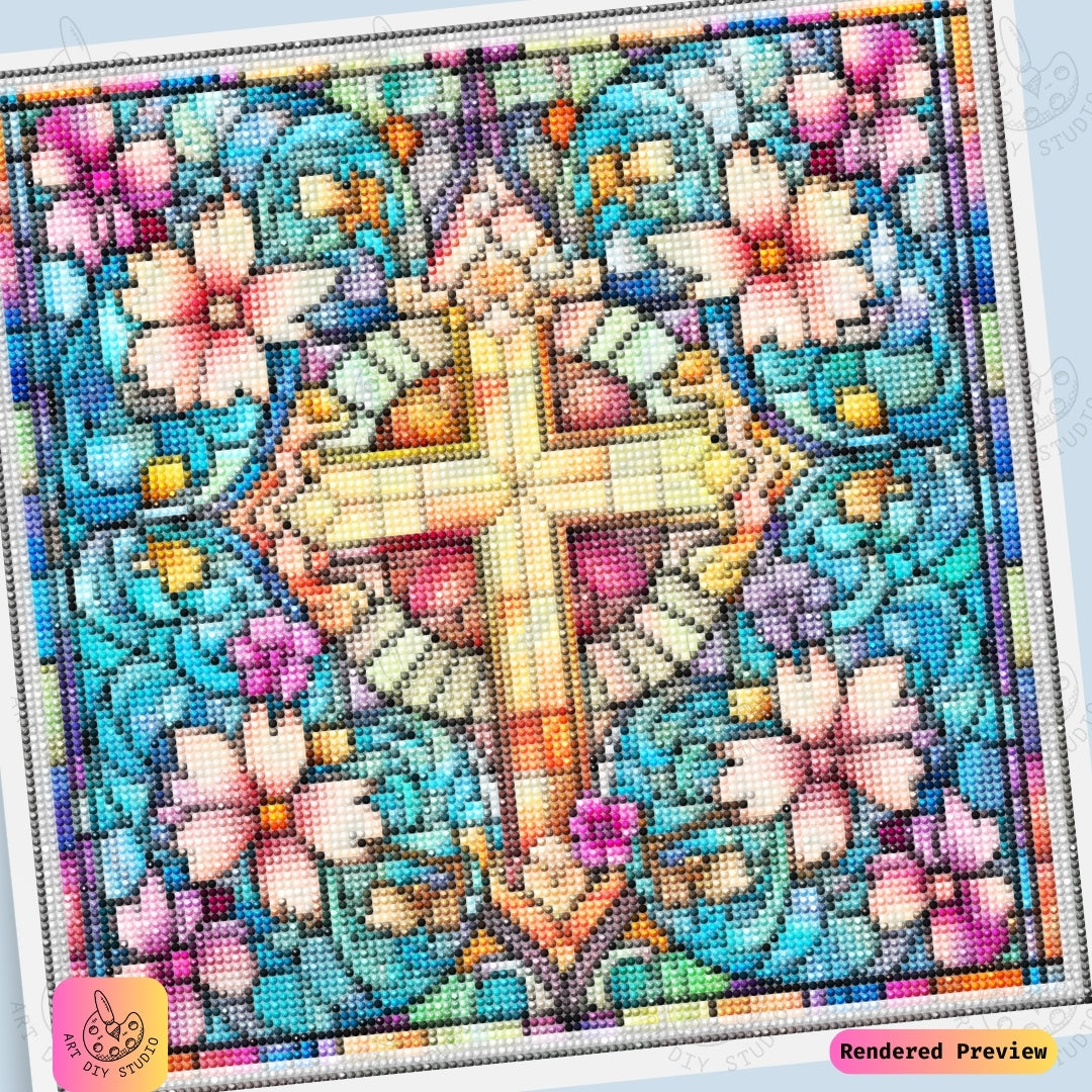 Artdiystudio Floral Cross Radiance Diy Diamond Painting Kit Celebrate Sacred Beauty 6