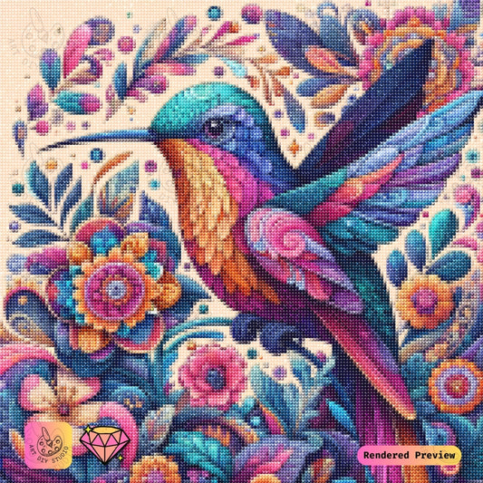Artdiystudio Floral Hummingbird Bliss Diy Diamond Painting Kit A Vibrant Garden In Flight 2