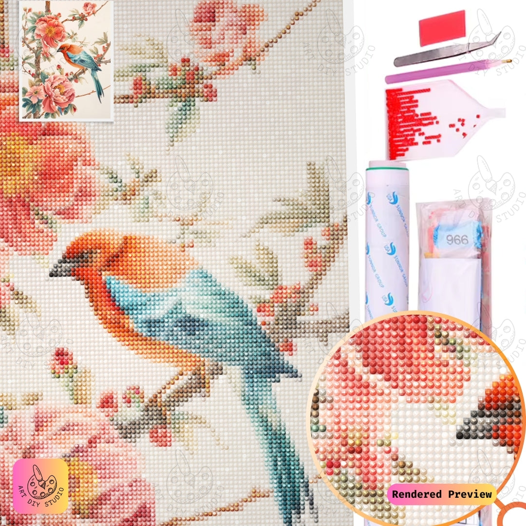 Artdiystudio Floral Songbird Diy Diamond Painting Kit A Vibrant Burst Of Nature 2
