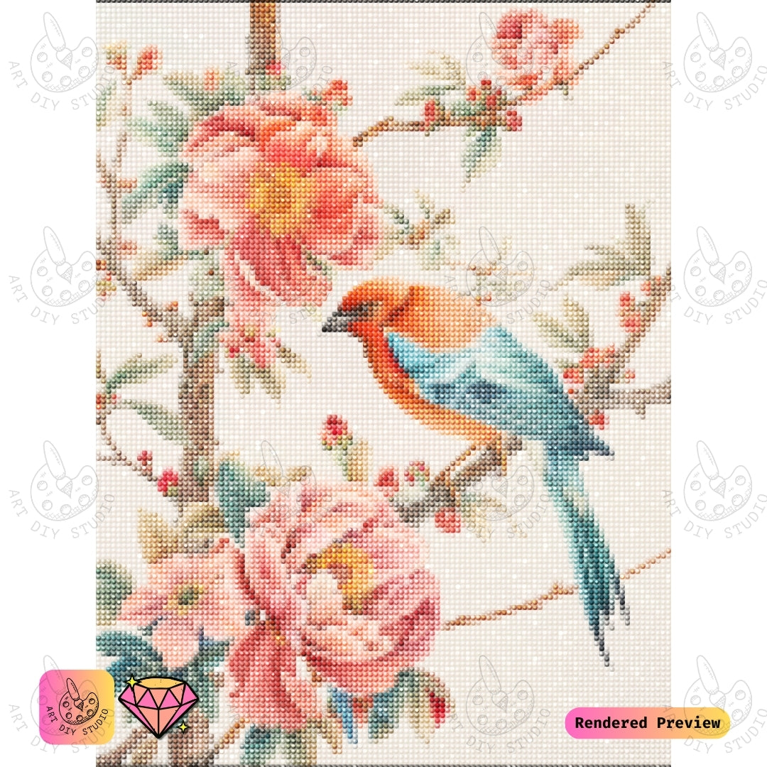 Artdiystudio Floral Songbird Diy Diamond Painting Kit A Vibrant Burst Of Nature 5