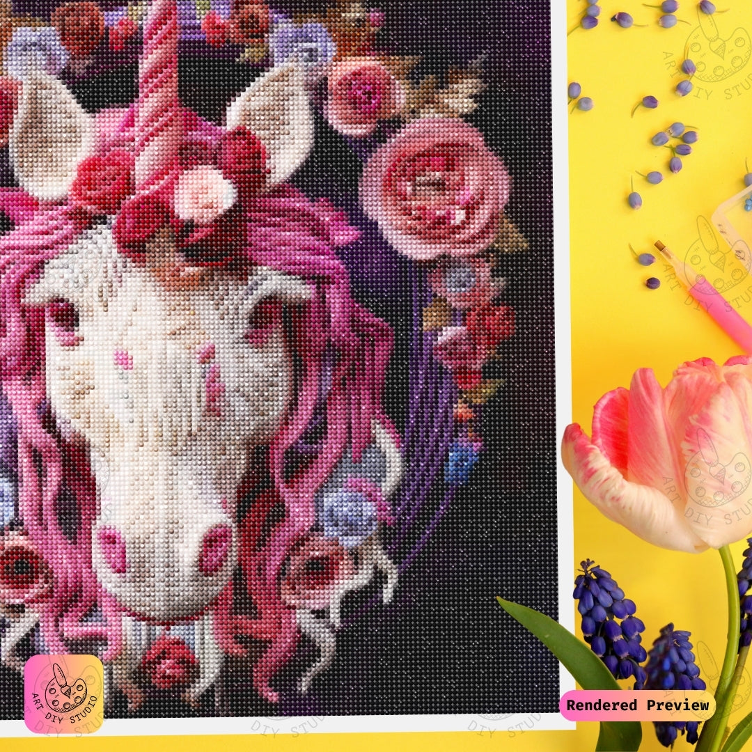 Artdiystudio Floral Unicorn Elegance Diy Diamond Painting Kit A Fusion Of Art And Charm 3