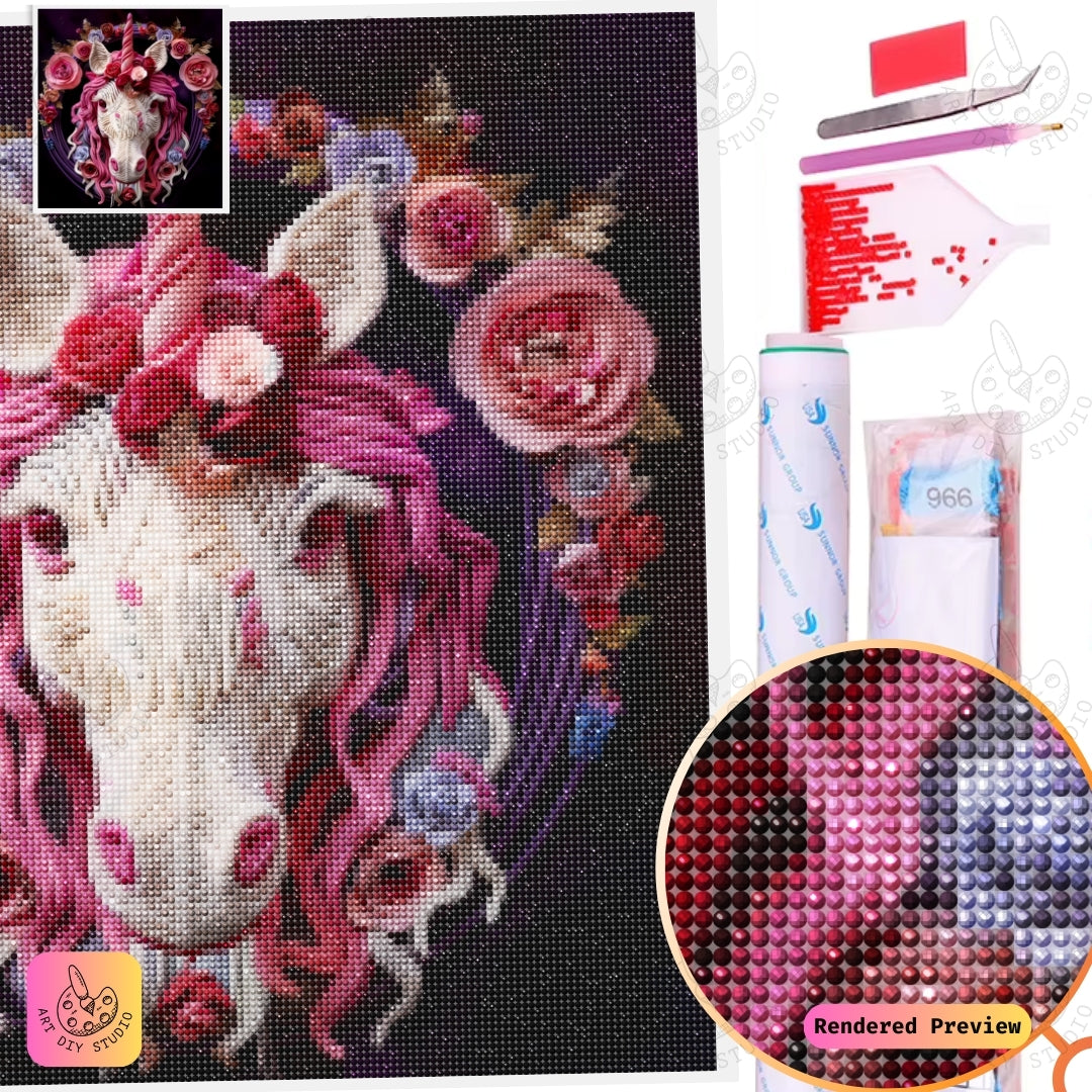 Artdiystudio Floral Unicorn Elegance Diy Diamond Painting Kit A Fusion Of Art And Charm 5