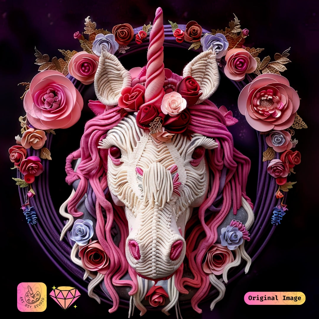 Artdiystudio Floral Unicorn Elegance Diy Diamond Painting Kit A Fusion Of Art And Charm